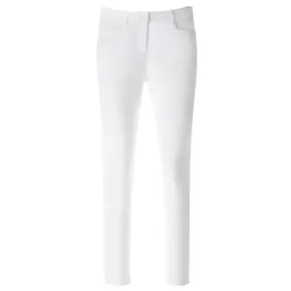 Chervo - Pantalon Sonora Uni Popline 7/8 Blanc Femme De Face - Golf Plus