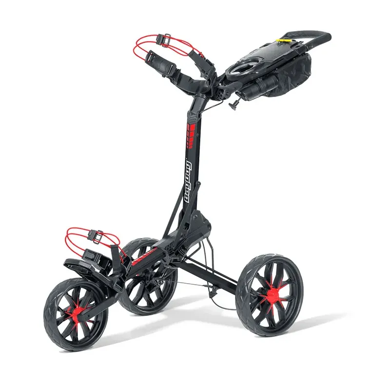 BagBoy - Chariot SlimFold rouge et noir vu de présentation - Golf Plus