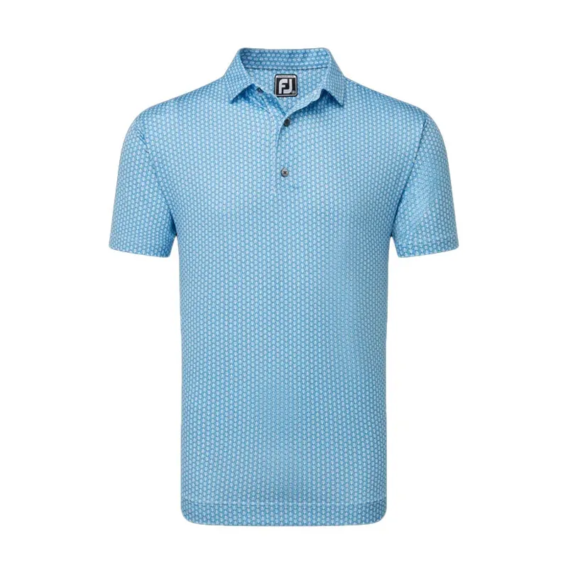 Footjoy - Polo Imprimé Coquillage Bleu Ciel Homme - Golf Plus