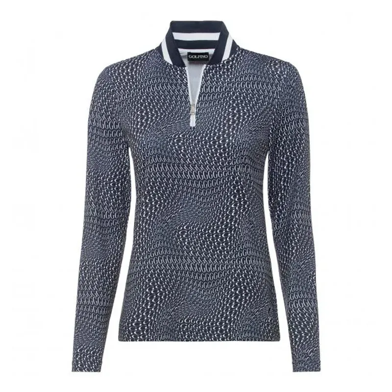 Golfino - Sous Pull 1/2 Zip Imprime G Bleu - Golf Plus