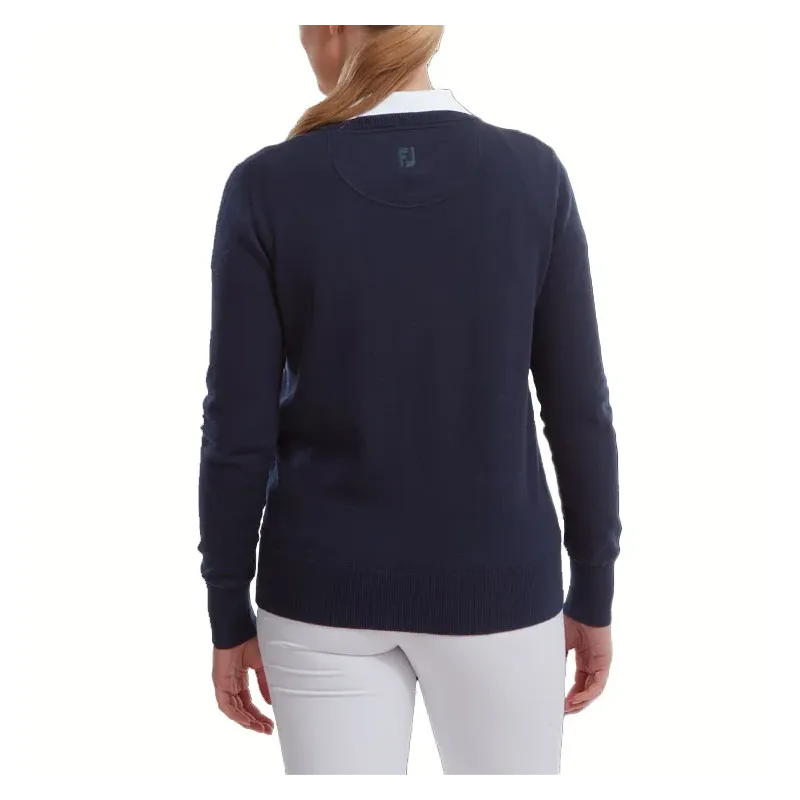 Footjoy - Pull Laine Col V Marine Femme - Golf Plus Footjoy - Pull Laine Col V Marine Femme - Golf Plus