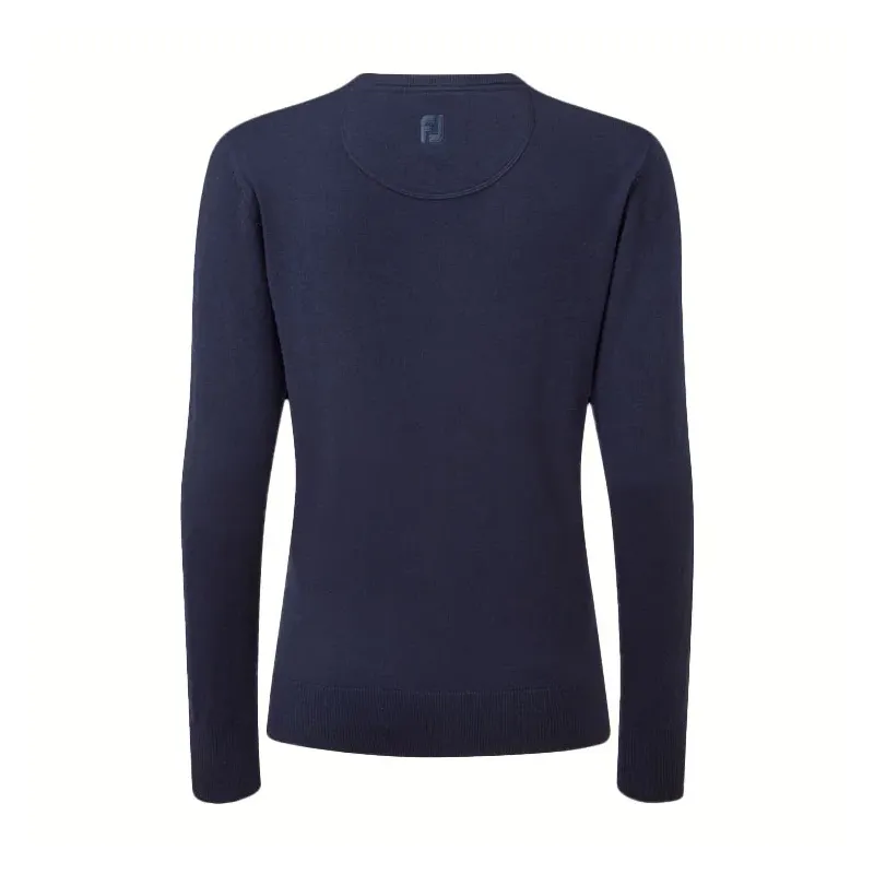 Footjoy - Pull Laine Col V Marine Femme - Golf Plus Footjoy - Pull Laine Col V Marine Femme - Golf Plus