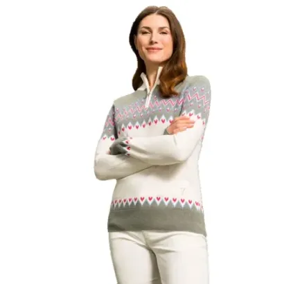 golfino- pull ecru winter game pour femme  vue portée - Golf Plus