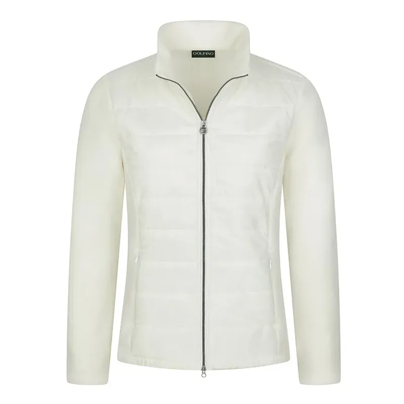 Golfino - Veste Bi Matière Antonella Écru Femme De Face - Golf Plus Golfino - Veste Bi Matière Antonella Écru Femme De Face - Golf Plus