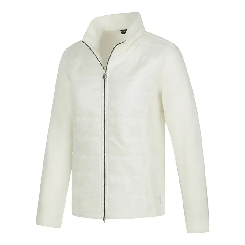 Golfino - Veste Bi Matière Antonella Écru Femme De Côté - Golf Plus Golfino - Veste Bi Matière Antonella Écru Femme De Côté - Golf Plus