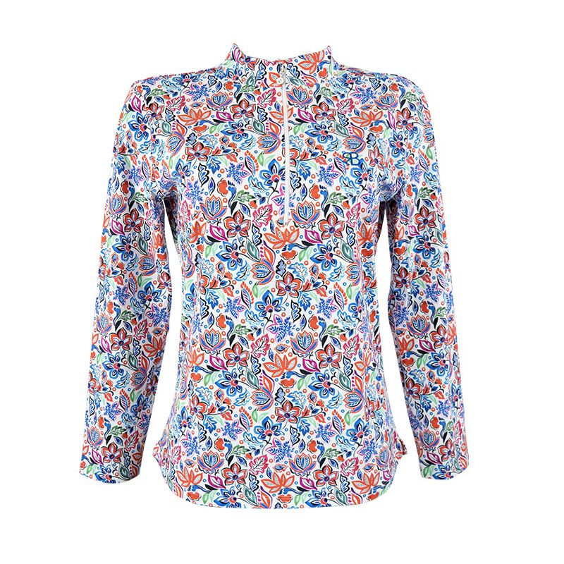 POLO FEMME LOUISE COL ZIPPE IMPRIME FLEURS