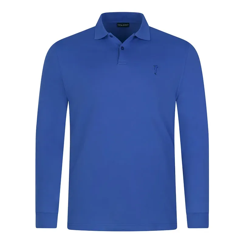 Golfino - Polo Brossé Turnberry Bleu Roi Homme De Face - Golf Plus Golfino - Polo Brossé Turnberry Bleu Roi Homme De Face - Golf Plus