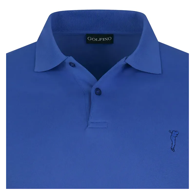 Golfino - Polo Brossé Turnberry Bleu Roi Homme Zoom Col - Golf Plus Golfino - Polo Brossé Turnberry Bleu Roi Homme Zoom Col - Golf Plus