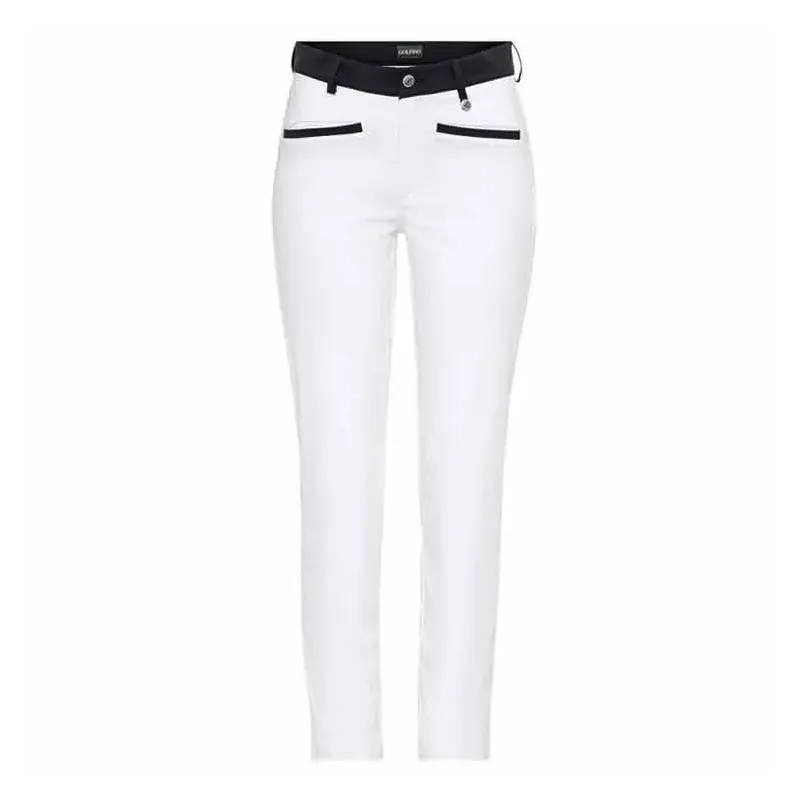 Golfino - Pantalon Sue Bicolore 7/8 Blanc Femme De Face - Golf Plus