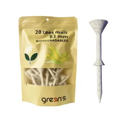 GREENS---SACHET-DE-20-TEES-83MM-BIODEGRADABLE-EN-MAIS biodégradable écologique-GOLF-PLUS