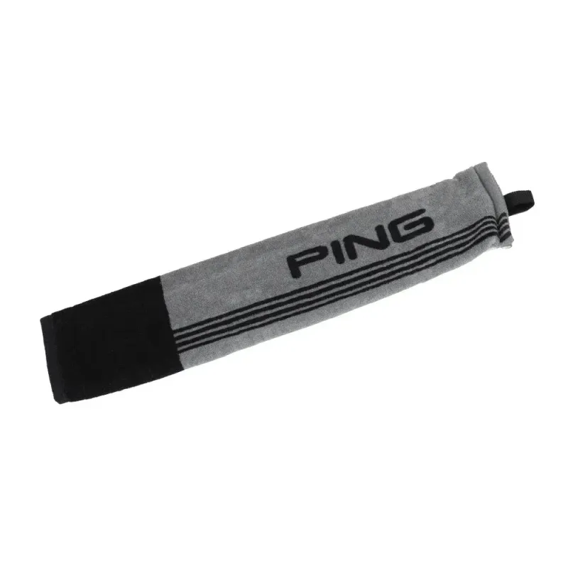 Ping - Serviette Trifold Gris/blanc - Golf Plus Ping - Serviette Trifold Gris/blanc - Golf Plus