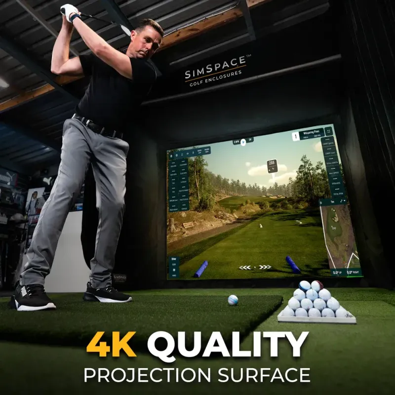 Simulateur de golf d'intérieur haut de gamme, cage et écran 4k Simulateur de golf d'intérieur haut de gamme, cage et écran 4k