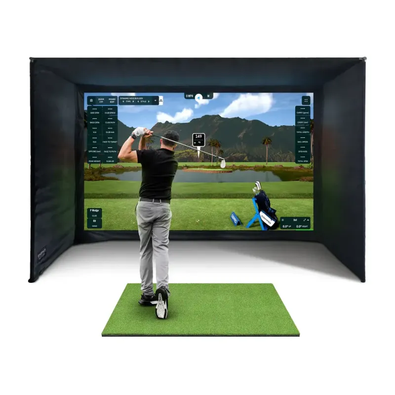 Simulateur de golf d'intérieur haut de gamme, cage et écran 4k Simulateur de golf d'intérieur haut de gamme, cage et écran 4k