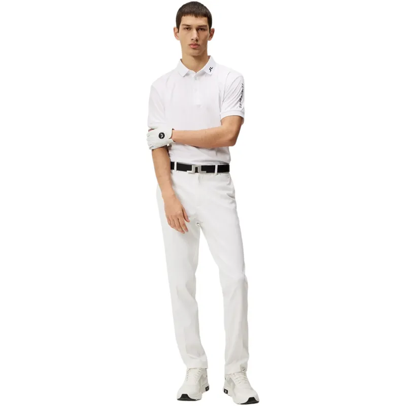 Lindeberge - Polo Tour Tech Blanc Logo Manche Reg Fit - Golf Plus