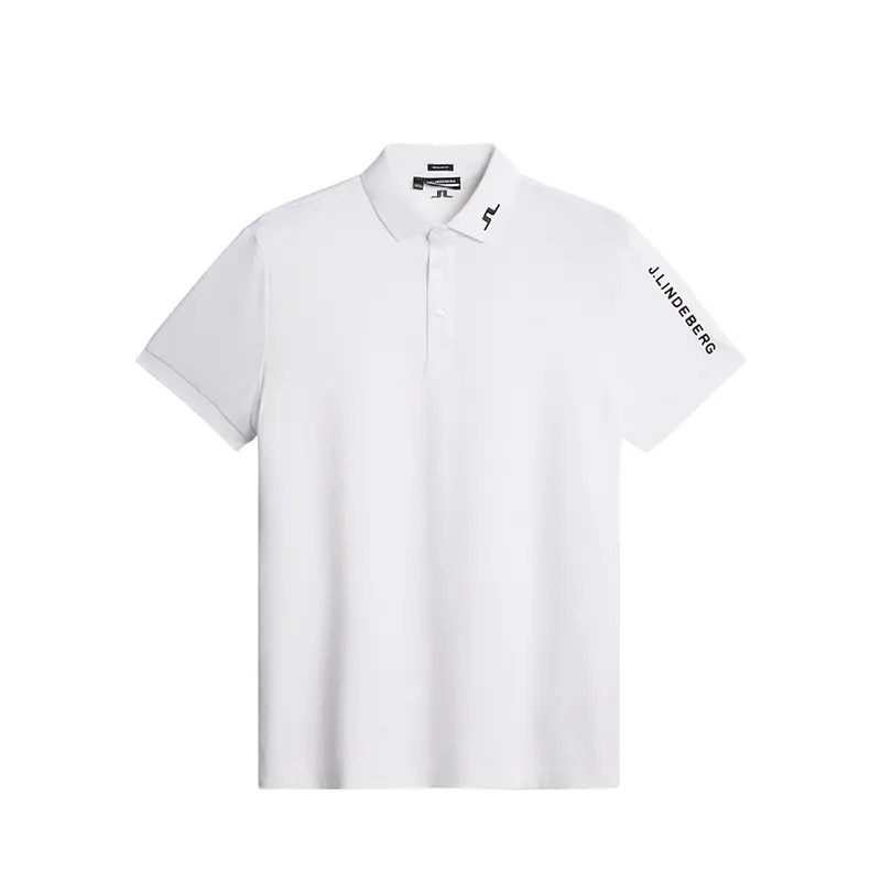 Lindeberge - Polo Tour Tech Blanc Logo Manche Reg Fit - Golf Plus Lindeberge - Polo Tour Tech Blanc Logo Manche Reg Fit - Golf Plus