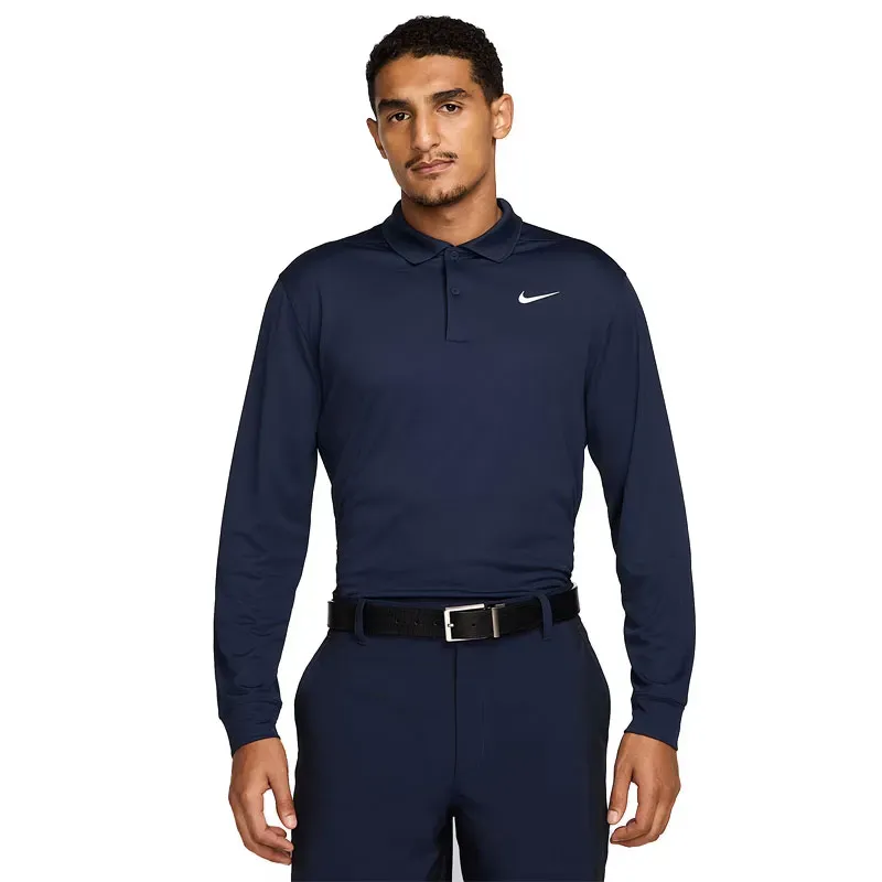 Nike - Polo Victory Solid Uni Manches Longues Blanc Homme - Golf Plus