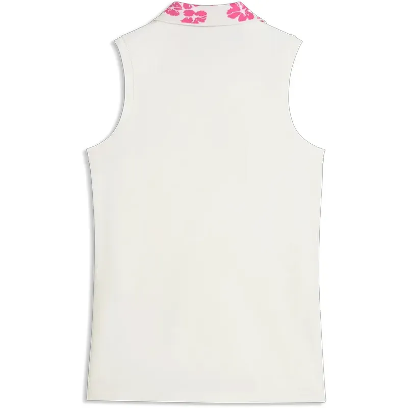 POLO FEMME UNI COL IMPRIME FLORAL SANS MANCHES