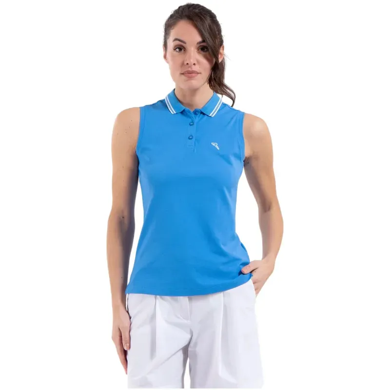POLO FEMME AMACA UNI LISERET COL SUN BLOCK SANS MANCHES