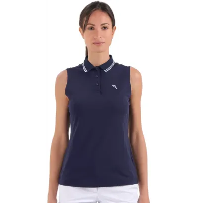 POLO FEMME AMACA UNI LISERET COL SUN BLOCK SANS MANCHES