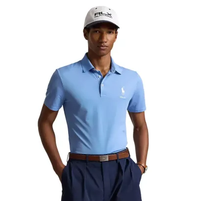 Polo golf homme Ralph Lauren RLX Tailored Fit uni bleu ciel