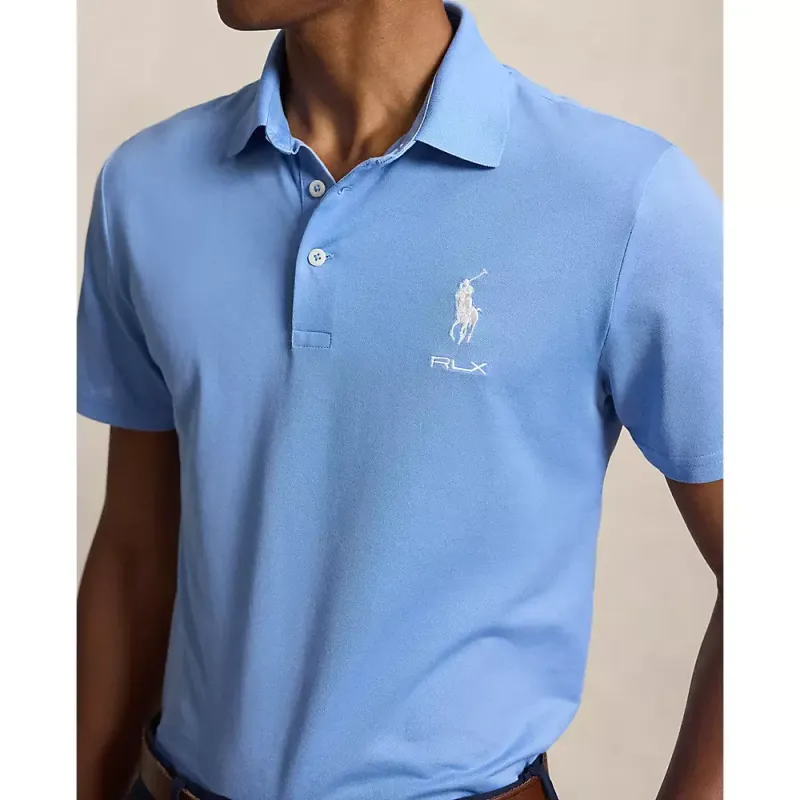 Polo golf homme Ralph Lauren RLX Tailored Fit uni bleu ciel