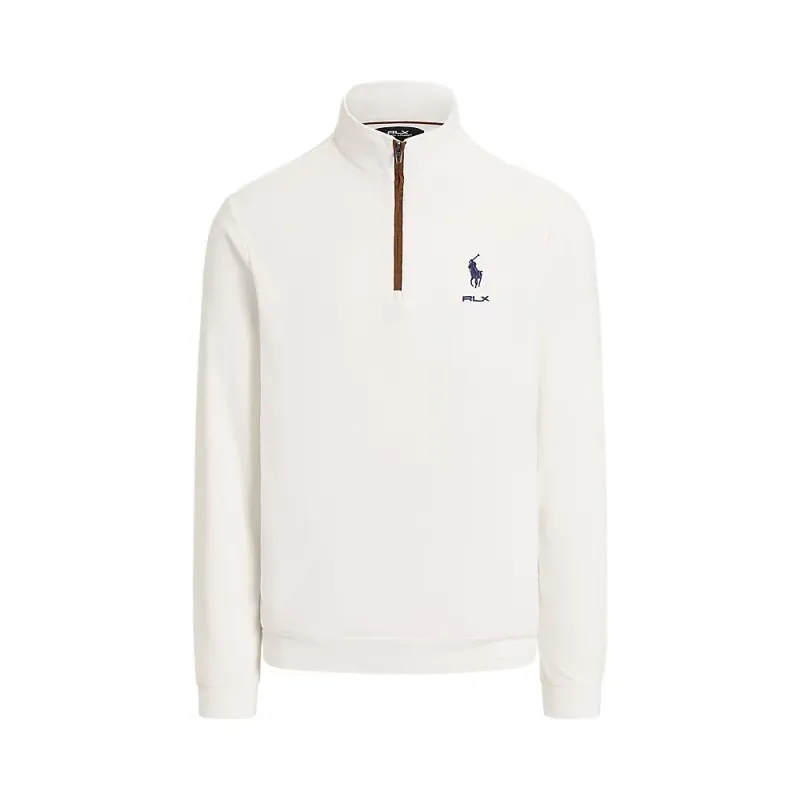 Pull golf homme RLX Ralph Lauren demi-zippé blanc