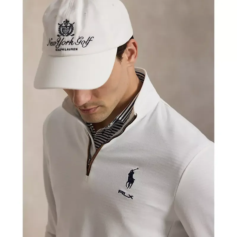 Pull golf homme RLX Ralph Lauren demi-zippé blanc