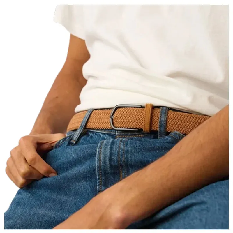 Ceinture tressée élastique – Cuir suédé