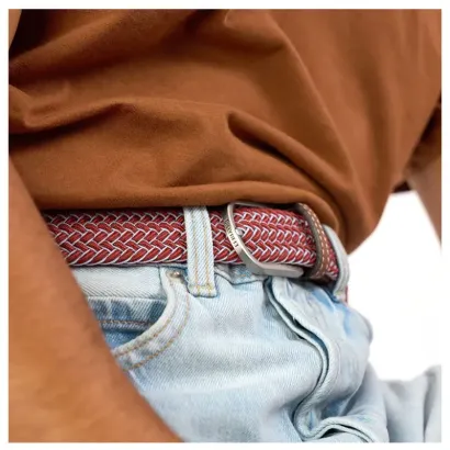 Ceinture élastique tissée – Finition cuir