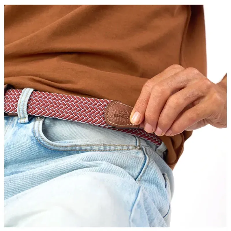 Ceinture élastique tissée – Finition cuir