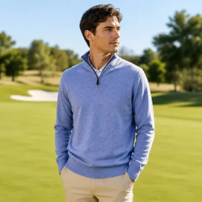 Pull 100% Cachemire 1/2 Zip Homme | Oscar et Louise