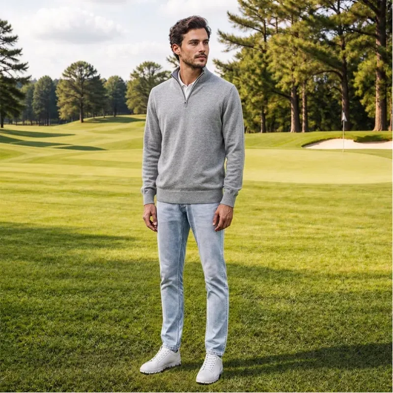 Pull 100% Cachemire 1/2 Zip Homme | Oscar et Louise