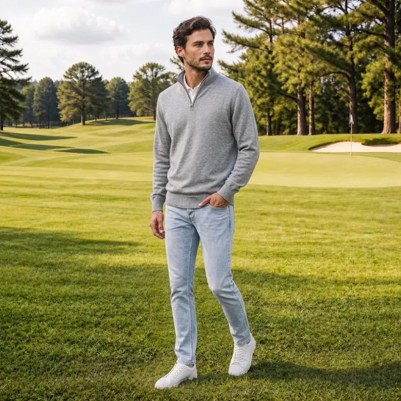 Pull 100% Cachemire 1/2 Zip Homme | Oscar et Louise