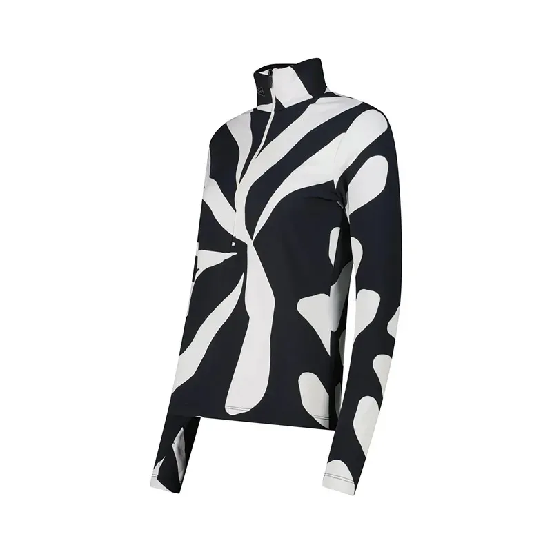 Sweat-shirt femme CMP à col montant noir et blanc | Golf Plus Sweat-shirt femme CMP à col montant noir et blanc | Golf Plus