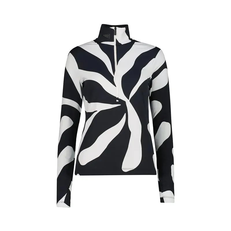 Sweat-shirt femme CMP à col montant noir et blanc | Golf Plus Sweat-shirt femme CMP à col montant noir et blanc | Golf Plus