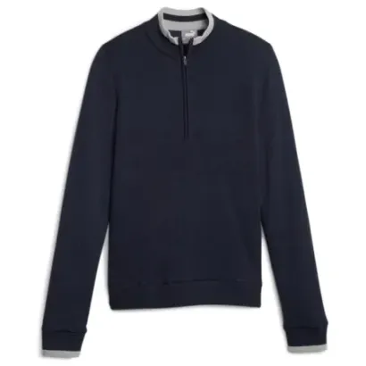 Puma - Pull 1/2 Zip Windstopper Navy Femme De Face - Golf Plus