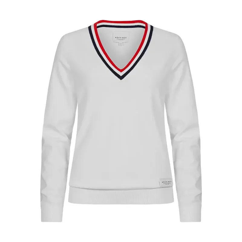 Rohnisch - Pull Adele Col V Liseret Manches Longues Blanc - Golf Plus Rohnisch - Pull Adele Col V Liseret Manches Longues Blanc - Golf Plus