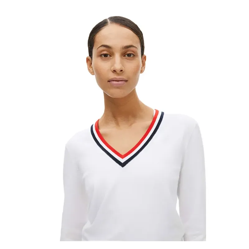 Rohnisch - Pull Adele Col V Liseret Manches Longues Blanc Col - Golf Plus Rohnisch - Pull Adele Col V Liseret Manches Longues Blanc Col - Golf Plus