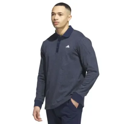 Adidas - Polo HTRDY Gratté Warm Marine Homme Face Avant - Golf Plus