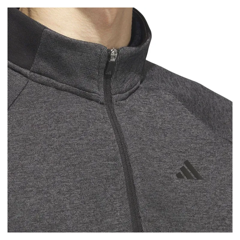 Adidas - Sweat DWR 1/2 Zip Warm Gris Noir Homme Zoom Épaule - Golf Plus Adidas - Sweat DWR 1/2 Zip Warm Gris Noir Homme Zoom Épaule - Golf Plus