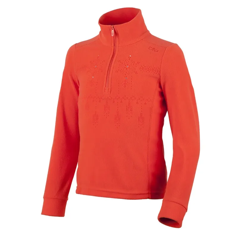 CAMPAGNOLO - POLAIRE JUNIOR BRODEE 1/2 ZIP ROUGE