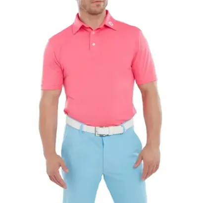 Footjoy - Polo Stretch Piqué Solid Manches Courtes Rose 2 - Golf Plus