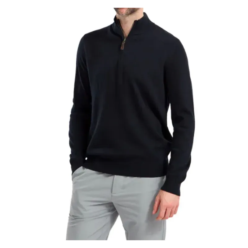 FOOTJOY - PULL-H-1/2 ZIP WOOL BLEND MARINE FACE AVANT GOLF PLUS