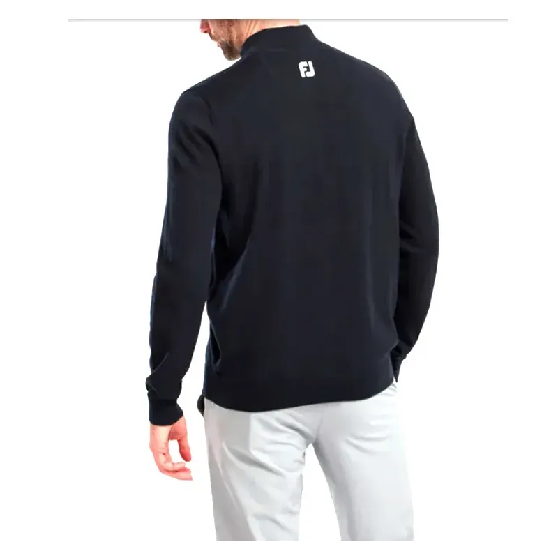 FOOTJOY - PULL-H-1/2 ZIP WOOL BLEND MARINE FACE ARRIÈRE GOLF PLUS FOOTJOY - PULL-H-1/2 ZIP WOOL BLEND MARINE FACE ARRIÈRE GOLF PLUS