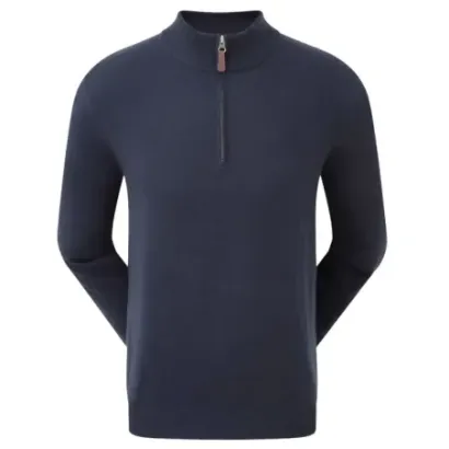 FOOTJOY - PULL-H-1/2 ZIP WOOL BLEND MARINE DE FACE GOLF PLUS