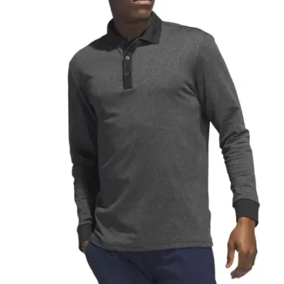 Adidas - Polo HTDRY Gratté Warm Noir Homme Face Avant - Golf Plus