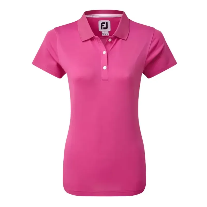 Footjoy Polo Femme Stretch Pique Uni Rose Golf Plus