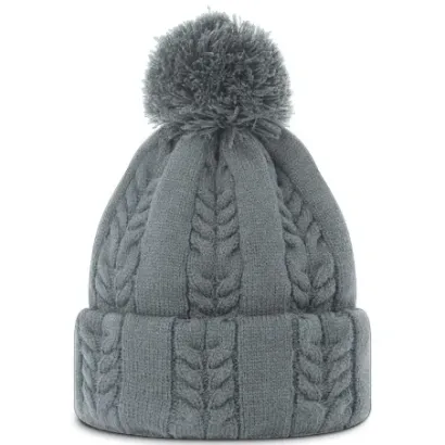 Footjoy Bonnet Cable Knit Pompon Gris Golf Plus