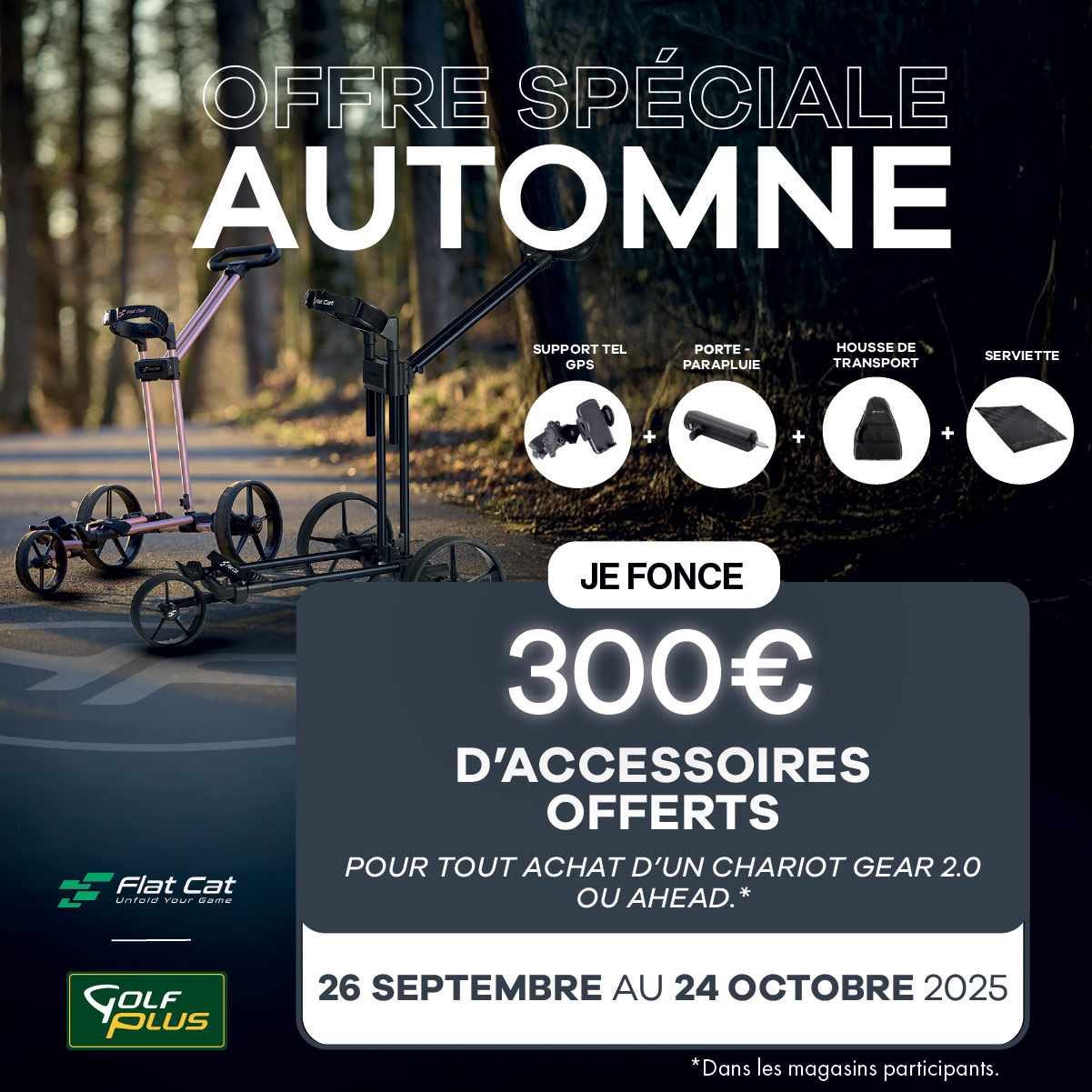 300€ d'accessoires offerts chariots de golf electriques